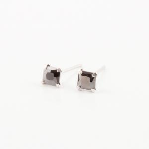 Earrings Square Zirgon Black 4.5mm