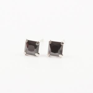 Earrings Square Zirgon Black 5mm