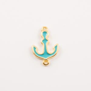 Gold Plated Anchor Turquoise Enamel