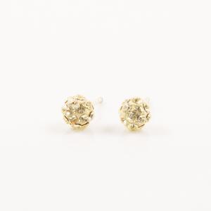Round Earrings Yellow Crystals