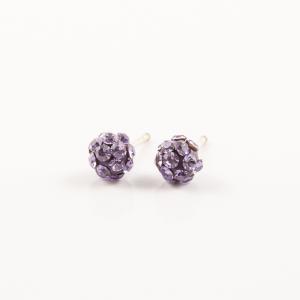 Round Earrings Lilac Crystals