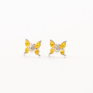 Earrings Silver 925 Yellow Butterfly