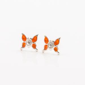 Earrings Silver Orange Butterfly