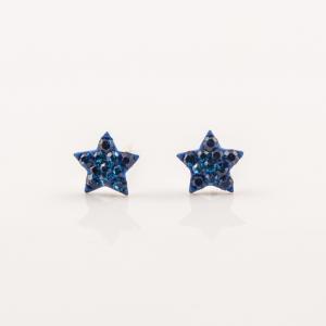 Earrings Star Light Blue Zirgons