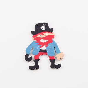 Wooden Pirate Red Beard 6.5x5.5cm