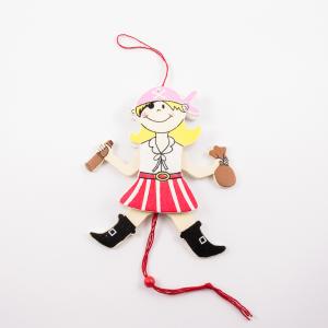 Wooden Pirate Girl Puppet 13.5x10cm