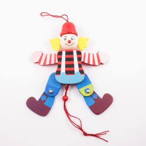 Wooden Clown Puppet Red