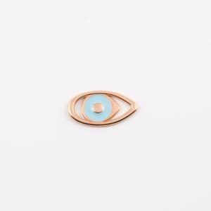Eye Pink Gold LightBlue Enamel 2.5x1.3cm