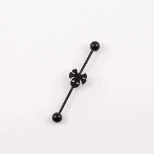 Earring Bar Black Skull (4.4cm)