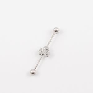 Earring Bar Silver Skull (4.4cm)