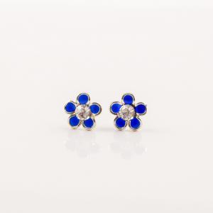 Earrings Silver Blue Flower