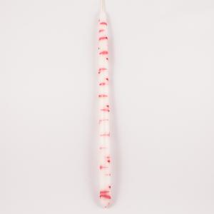 Candle White Splashes Red (38cm)