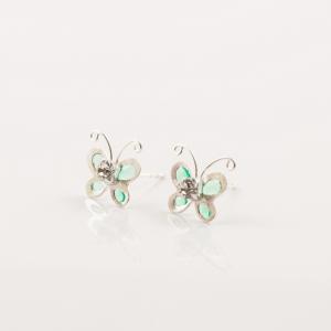 Earrings Silver Seafoam Green Butterfly