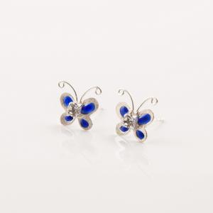 Earrings Silver Blue Butterfly