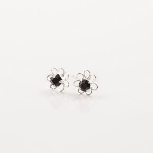 Earrings Black Flower