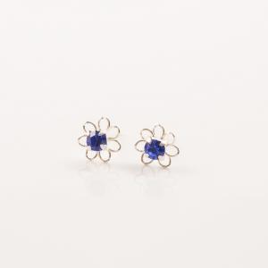 Σκουλαρίκια Μπλε Λουλούδι