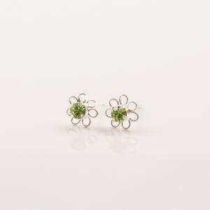 Earrings Green Flower