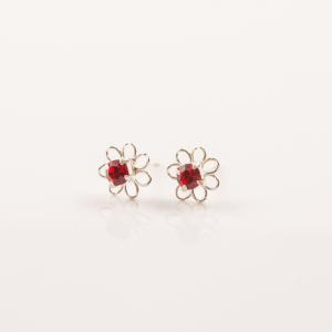 Earrings Red Flower