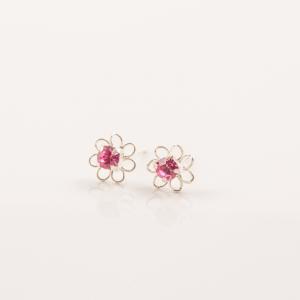 Σκουλαρίκια Ροζ Λουλούδι