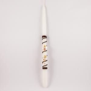 Λαμπάδα Φιογκάκια Λευκή (40x2cm)
