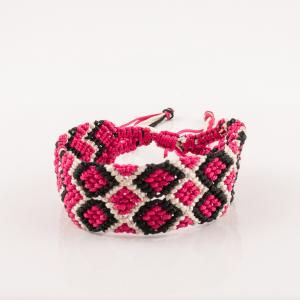 Macrame Bracelet Fuchsia-Black-White