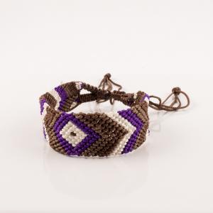 Macrame Bracelet Brown-Purple-White