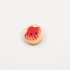 Wooden Button Seashell Red (2cm)