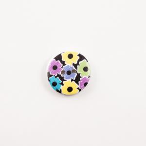Wooden Button Flowers Multicolored