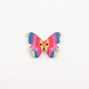 Wooden Button Butterfly Multicolored