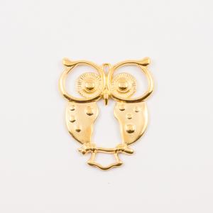 Gold Plated Metal Owl 6.5x5.5cm
