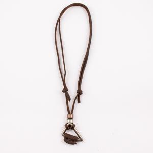 Leather Necklace Brown Triangle