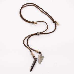 Leather Necklace Brown Tooth-Arrow