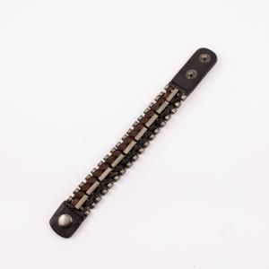 Leather-Metal Bracelet Brown-Black