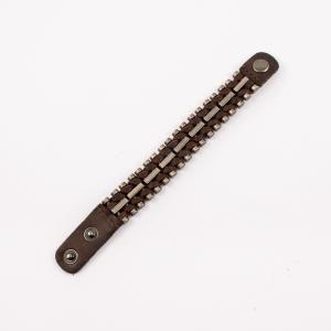 Leather-Metal Bracelet Brown