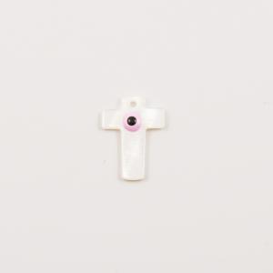 Nacre Cross Eye Pink (2.3x1.7cm)