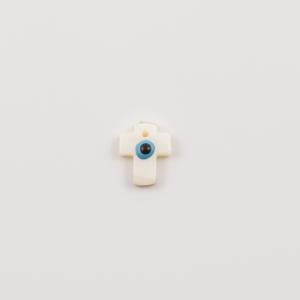 Nacre Cross Eye Light Blue 1.3x1.1cm