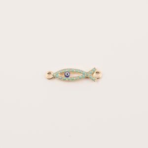 Gilt Fish-Eye Turquoise Rhinestones