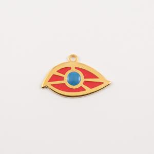Gold Plated Eye Enamel Orange-Blue
