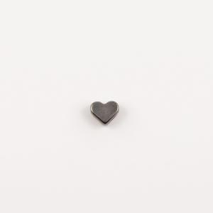 Μεταλλική Καρδιά Black Nickel 7x5mm