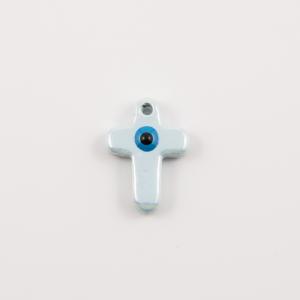 Κεραμικός Σταυρός-Μάτι Γαλάζιος 3x2.1cm