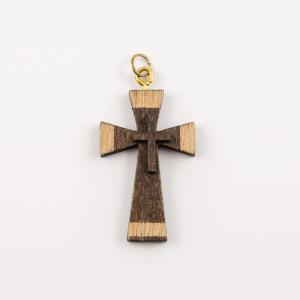Wooden Double Cross Brown-Beige