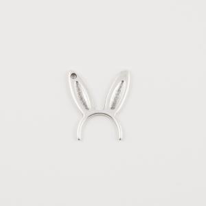 Metal Bunny Ears Silver 2.8x2.4cm