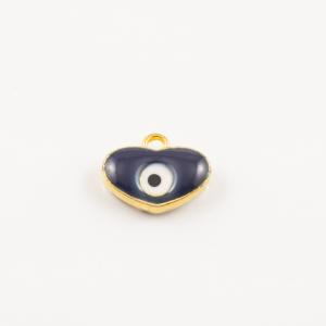 Glass Eye Heart Dark Blue 1x0.5cm