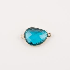 Gilt Teal Faceted Glass 3.5x2.2cm