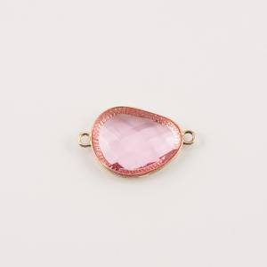 Επίχρυσο Ταγιέ Ροζ Γυαλί 3.5x2.2cm