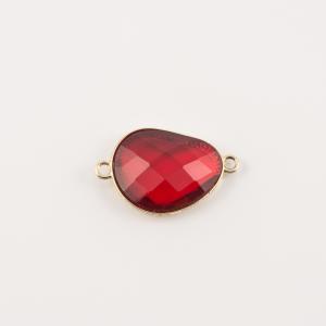 Gilt Red Faceted Glass 3.5x2.2cm