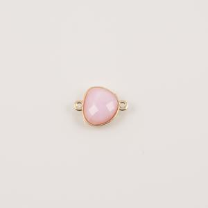 Gold Plated Pink Faceted Glass 2x1.6cm