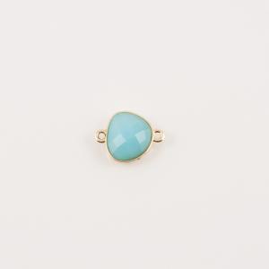 Gilt Turquoise Faceted Glass 2x1.6cm