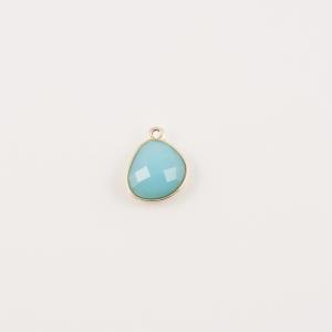 Gilt Turquoise Faceted Glass 1.9x1.6cm