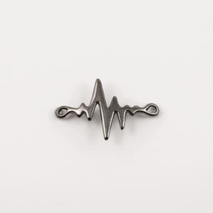 Metal "Sound Wave" Black 3.5x2.2cm